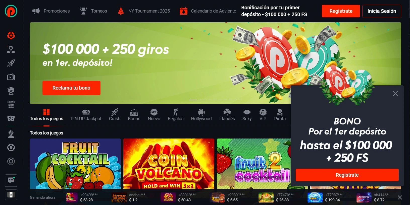 Sitio web de Pin Up Casino